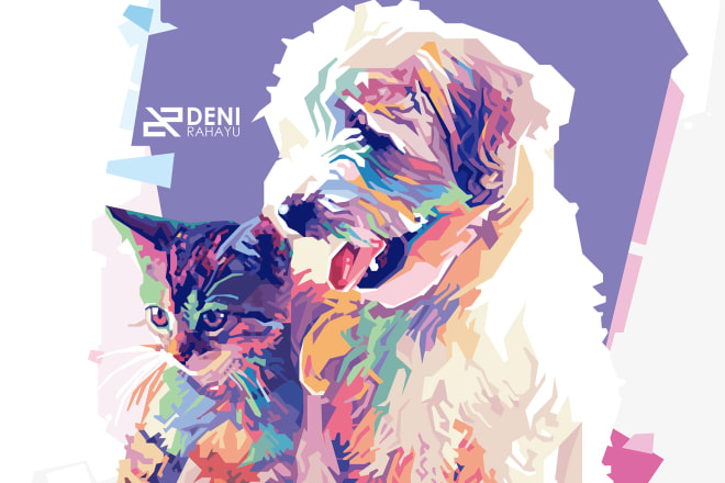 I will draw portrait of your pet in vector wpap pop art