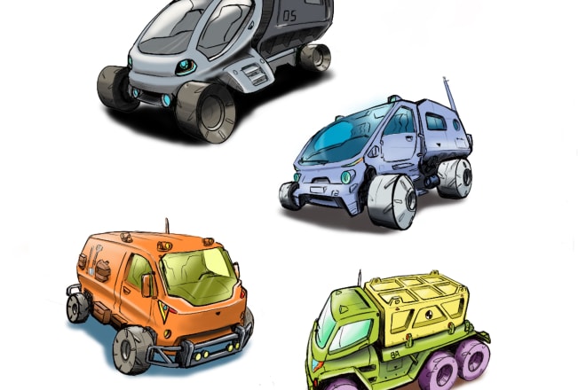 I will draw the vehicles and props that you have in mind