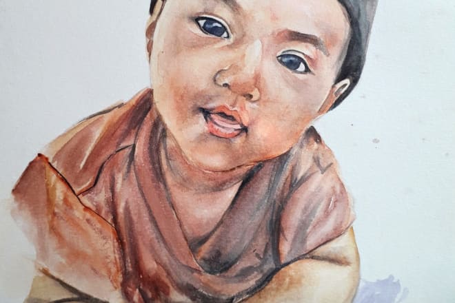 I will drawing a photo potrait style with watercolor painting
