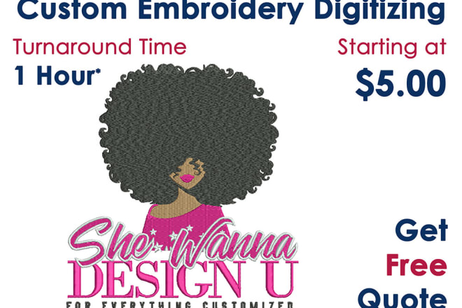 I will embroidery digitizing services, logo embroidery digitizing, image digitizing