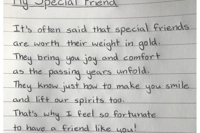 I will handwrite text in my neat and beautiful handwriting