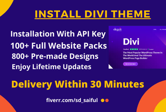 I will install divi theme with lifetime updates