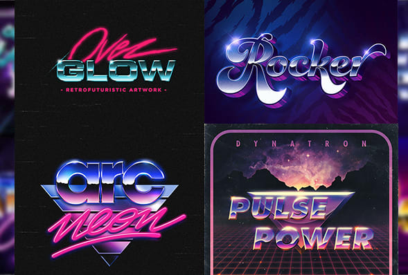 I will make 80s retro vintage logo and neon styles