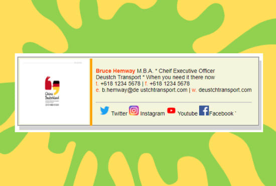 I will make a modern HTML email signature for gmail and outlook