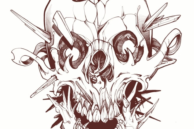 I will make the best tattoo design of skulls and bones