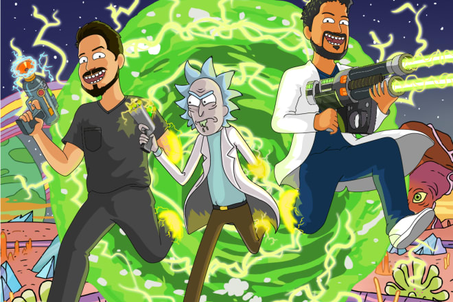 I will make you the best illustration in rick and morty version