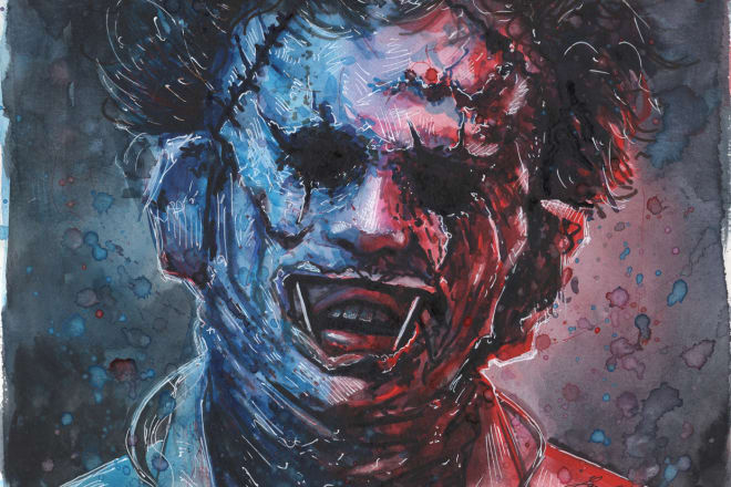 I will paint watercolor fanart from horror movie