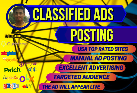 I will post classified ads and product listing in top US sites