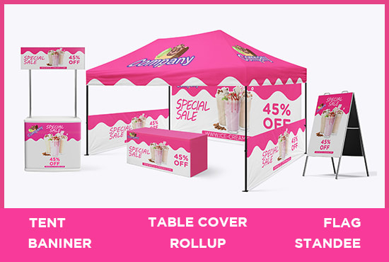 I will promotional tent design or canopy design that attracts people
