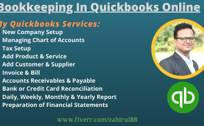 I will provide bookkeeping service in quickbooks online