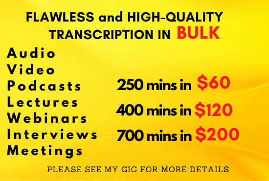 I will provide flawless transcription service