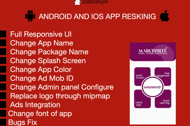 I will reskin android and ios app of codecanyon code
