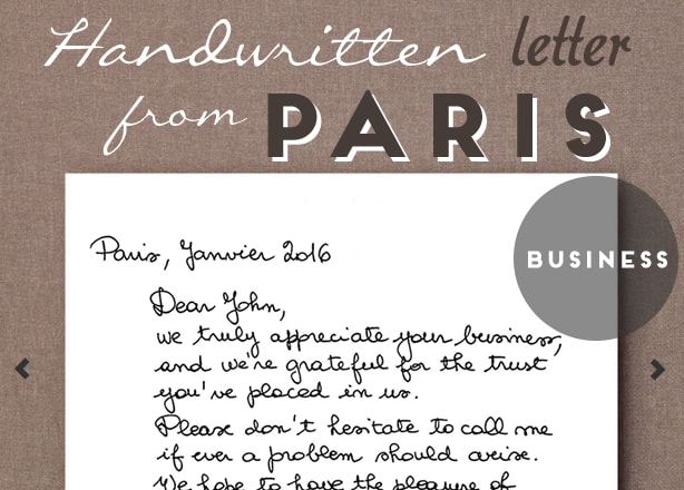 I will send a business handwritten letter from paris