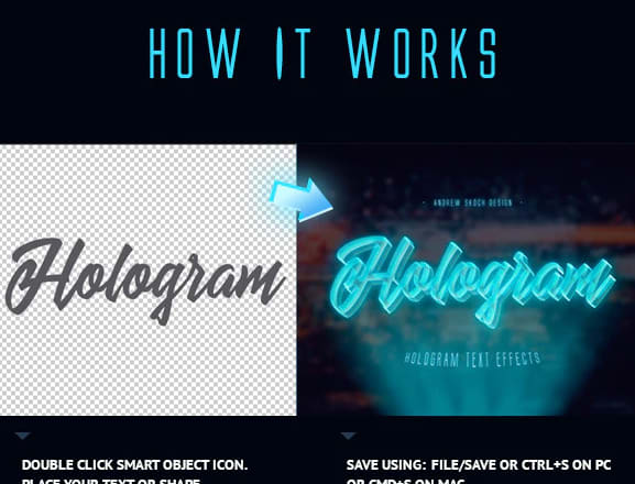 I will send you this holographic text effect template for photoshop