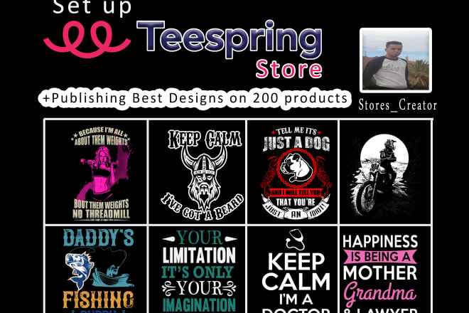 I will set up teespring store and add 200 products