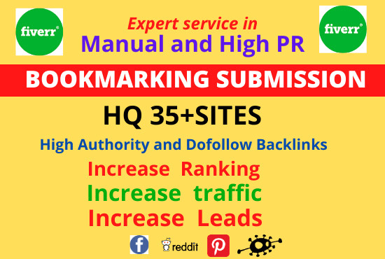 I will submission 35 plus social bookmarking on high PR, da, pa backlinks