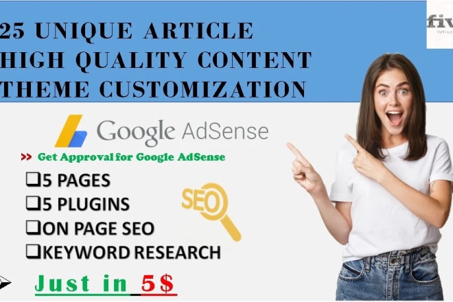 I will write 25 unique articles for google adsense approval