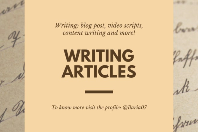 I will write an article for you