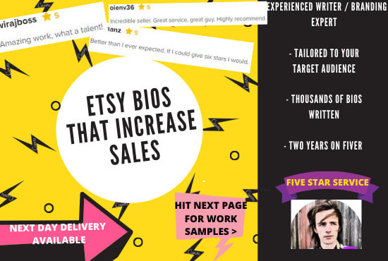 I will write an irresistible bio and about section for etsy store