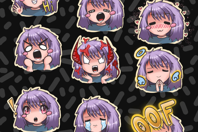 I will draw you cute twitch emotes in my style