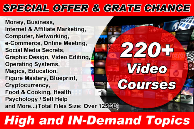 I will 220plus video courses high and in demand topics with resale rights