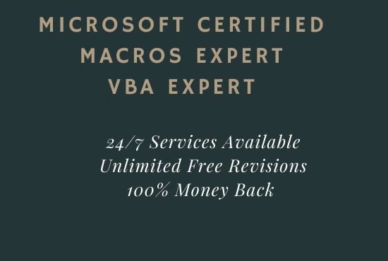 I will be your excel macro and vba expert