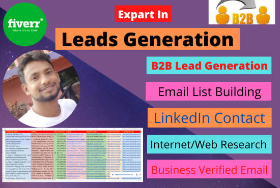 I will build b2b lead generation,prospect email list and web research
