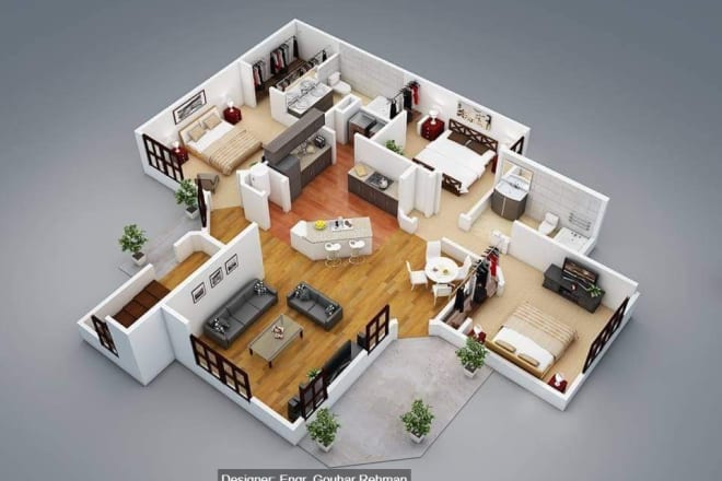 I will convert 2d to 3d floor plan