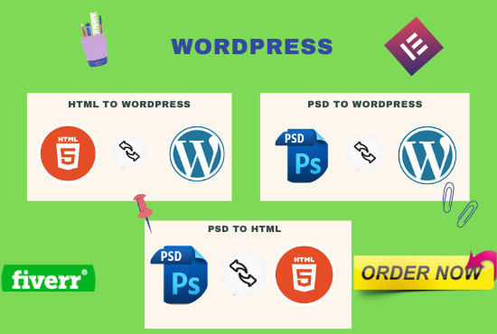 I will convert HTML to wordpress, PSD to wordpress,and PSD to HTML