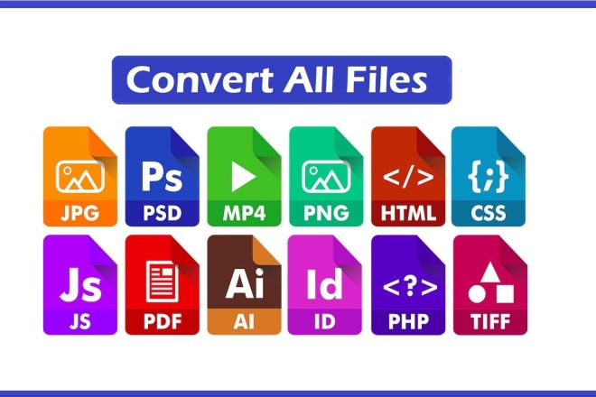 I will convert pdf, jpg, ppt, html, excel, doc, zip, rar, tiff, psd file format