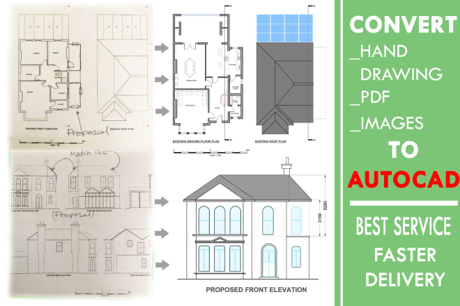 I will convert your pdf,hand drawing, jpeg to auto cad