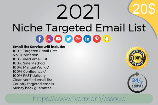 I will create 20k niche targeted email list, active email list