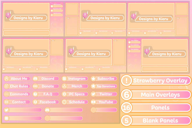 I will create a streaming pack with overlays, panels, alert boxes