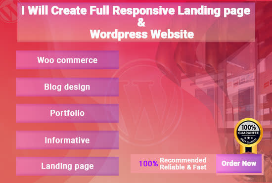 I will create full professional responsive landing page and wordpress website