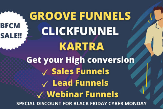 I will create funnels in groove funnels, lead funnel, webinar funnel, opt in funnels