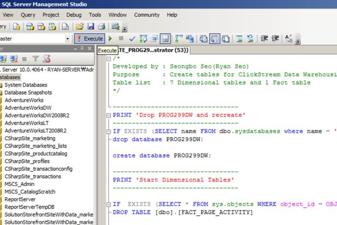 I will create microsoft sql databases and queries