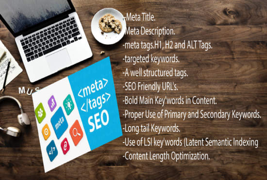 I will create SEO optimized meta tags, h1, h2, alt tags