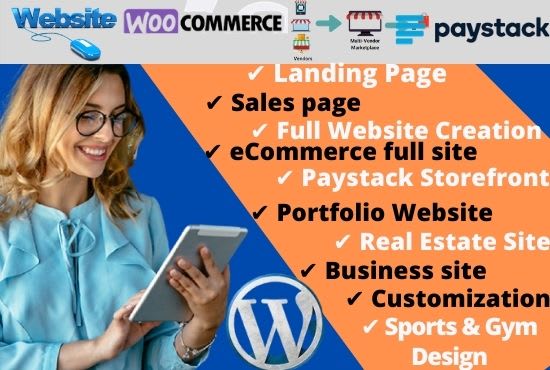 I will design a responsive wordpress website, paystack storefront,wordpress help