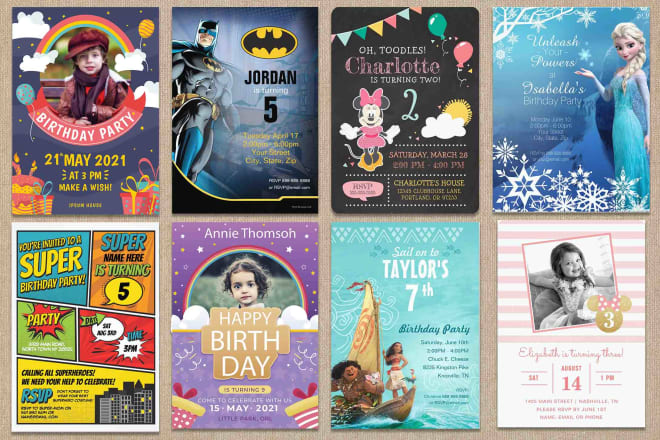 I will design birthday invitation card for kids