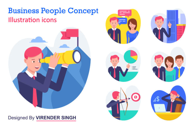 I will design flat illustration icons