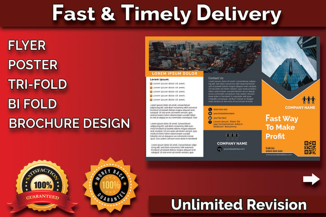 I will design flyer brochure profile trifold bi fold creative poster