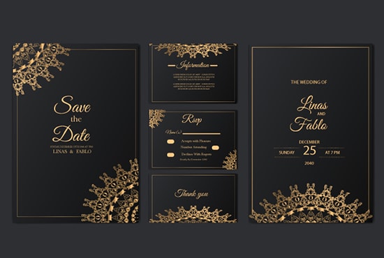 I will design invitation card, greeting card, birthday card, wedding card, event card