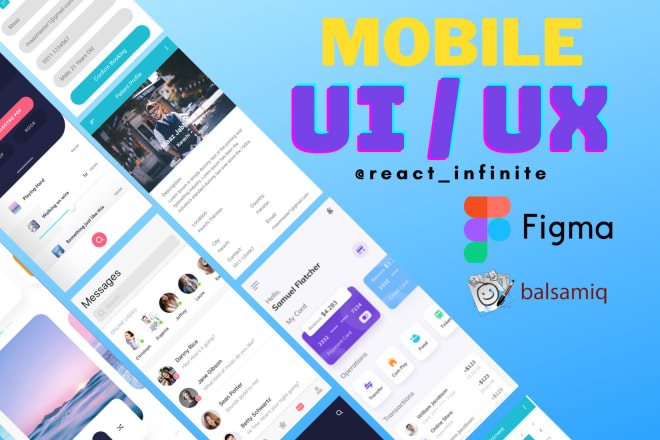 I will design mobile app UI in figma or wireframes in balsamiq