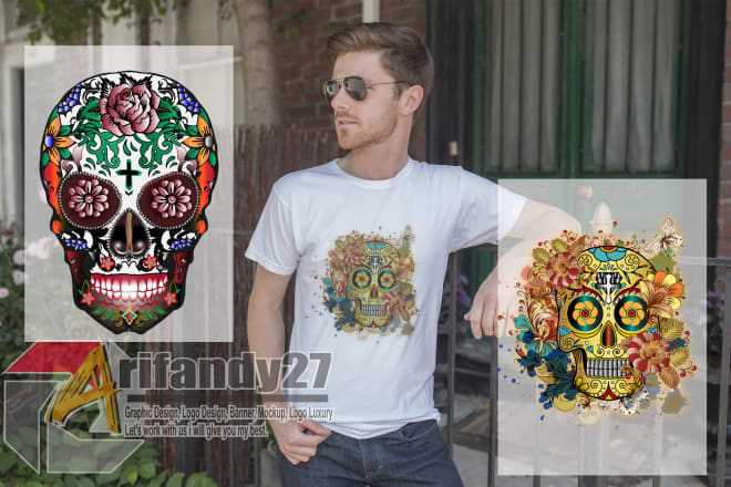 I will design the sugar skull logo for t shirt etc