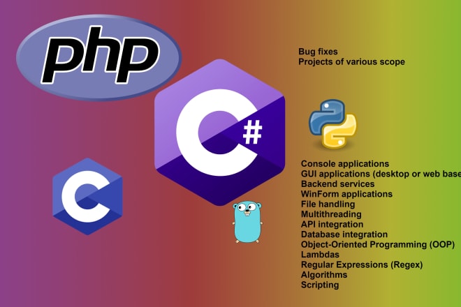 I will develop and debug c sharp go PHP python code and projects