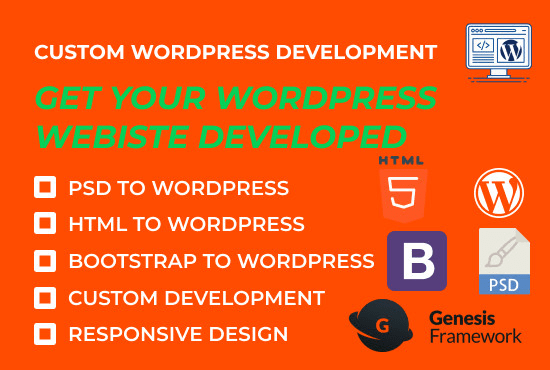 I will develop responsive custom wordpress website