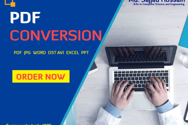 I will do conversion any file format, pdf,jpg,word,dst,avi,excel,ppt