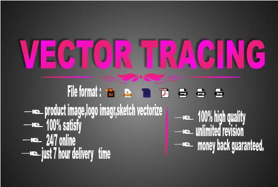 I will do convert any image raster to vector, with ai, svg, png, jpg, pdf