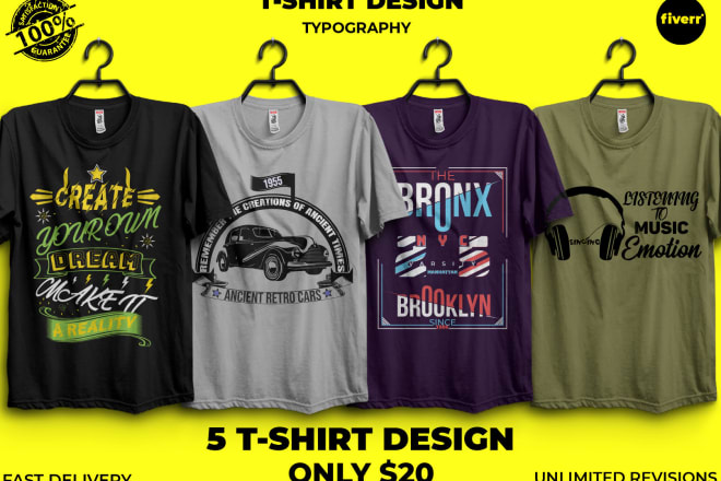 I will do custom typography t shirt design in 24 hours
