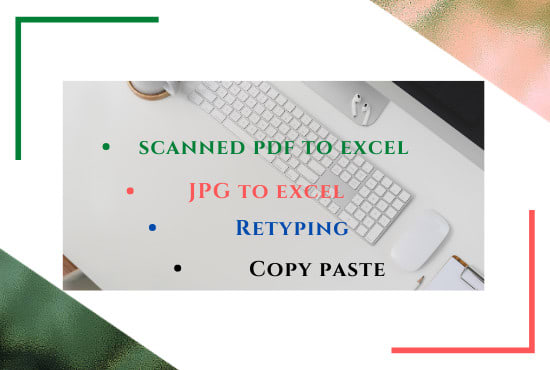 I will do data entry scanned pdf to excel, google docs